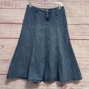 Future Collective Flare Denim Midi Skirt